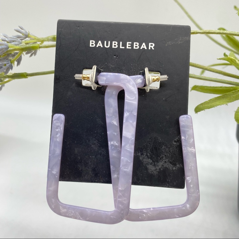 BAUBLEBAR Lilac Rectangle Resin Hoops Earrings Retro NEW - Picture 3 of 3
